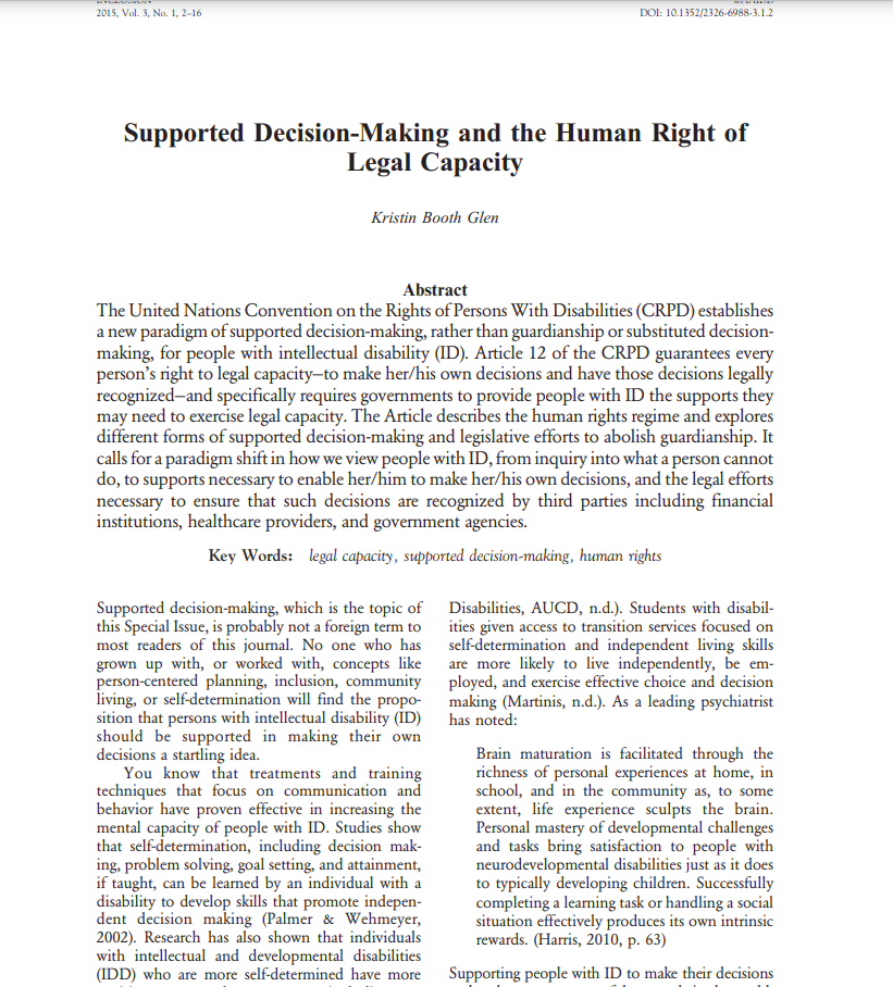 Cover art for: Supported Decision Making and the Human Right of Legal Capacity