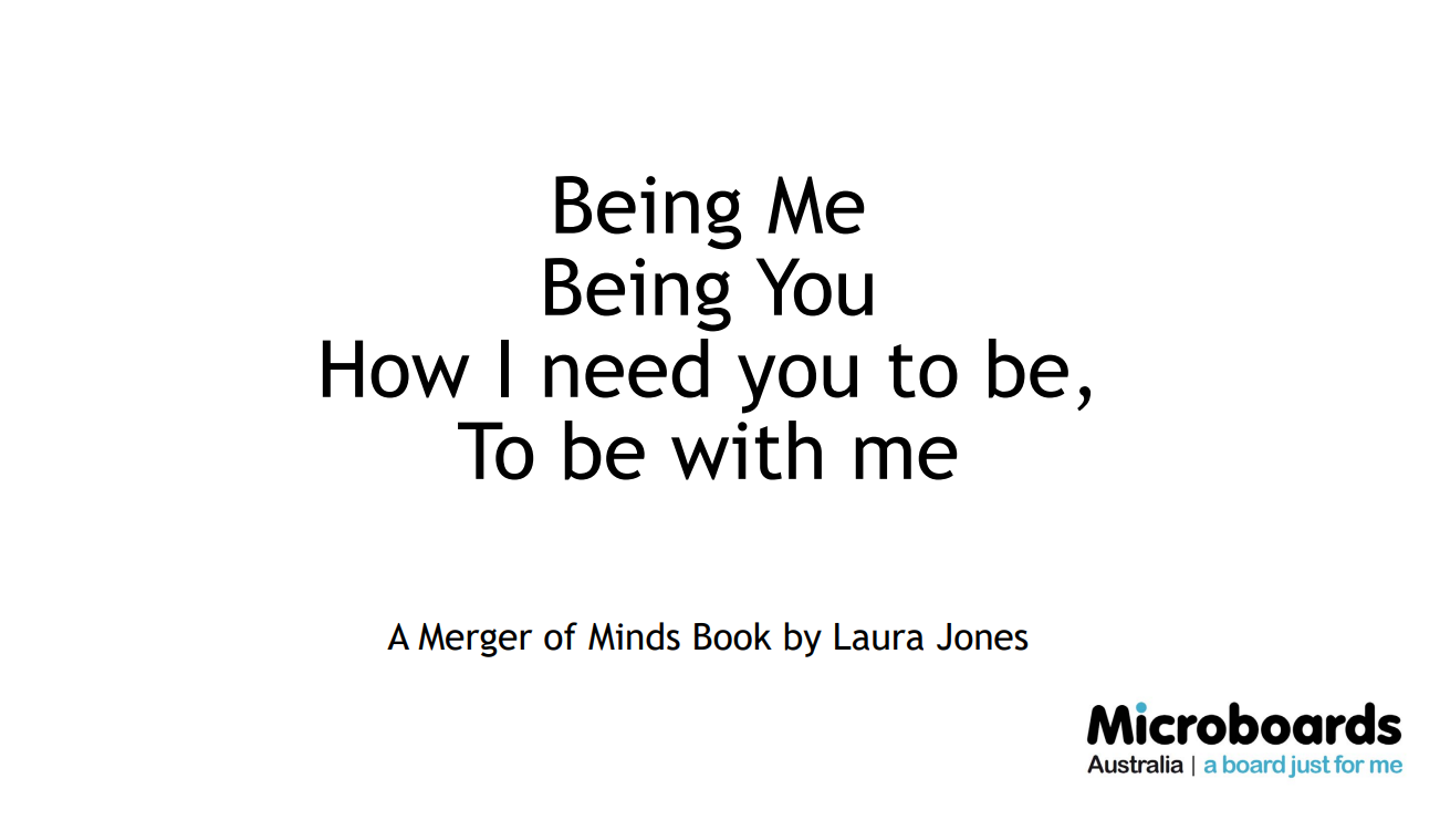 Cover art for: Being Me Being You: How I need you to be, to be with me.