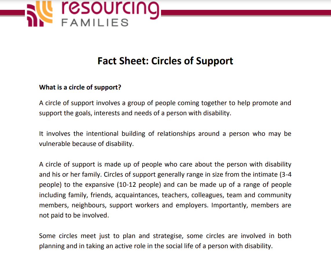 Cover art for: Circles of Support: Fact Sheet