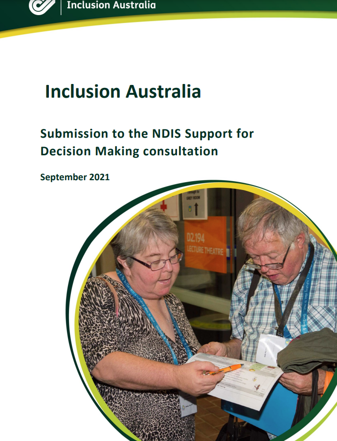 Cover art for: Inclusion Australia: Submission to the NDIS Support for Decision Making Consultation