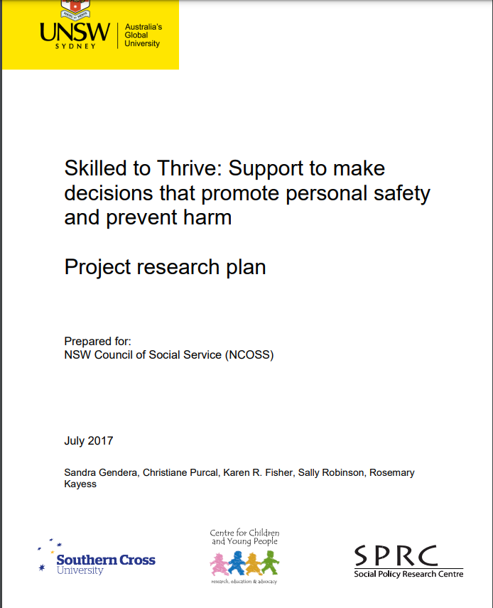 Cover art for: Skilled to Thrive Project Plan: Support to make decisions that promote personal safety and prevent harm