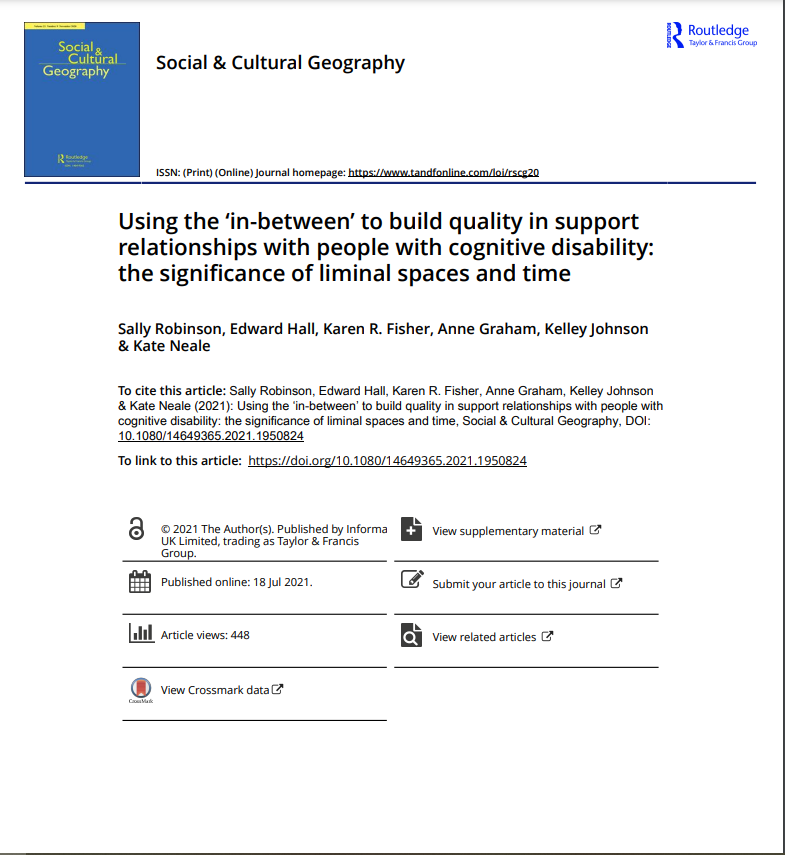 Cover art for: Using the ‘in-between’ to build quality in support relationships with people with cognitive disability